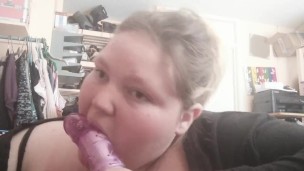 Giving my vibrator a sloppy bj