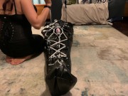 bondage sack, breath play and vibrator edging 13/16