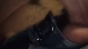 Sexy young twink jerks his uncut cock in his car 