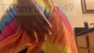 Girl ripping nasty bubbly farts in rainbow dress