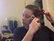 Shaved head fetish girl shaves her own head 12/16