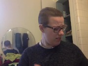 Shaved head fetish girl shaves her own head 15/16