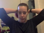 Shaved head fetish girl shaves her own head 4/16