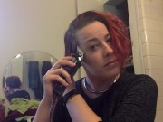 Shaved head fetish girl shaves her own head 9/16