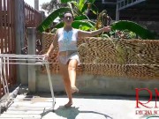 Ballerina rehearsing without panties. Women love men look at their cunts. 5/16