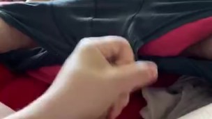 Wanking my hard white cock with big cumshot and loud moaning
