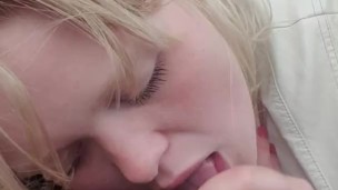 Blond teen 19 suck bbc sloppy in car pov