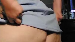 Big white booty bouncing in blue dress