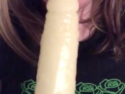 Pierced teen dildo blowjob
