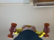 Lovens in the ass and in the pussy, wet pussy.Fitness girl decided to relax 3/16