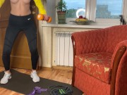 Lovens in the ass and in the pussy, wet pussy.Fitness girl decided to relax 5/16