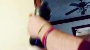 Toy sucks cum quickly out of cock while he moans & cusses at climax