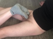 teen footjob & sockjob with gray nike socks after training cumshot 16/16