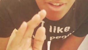 Quick Tease Black Girl Strips; Tastes herself 