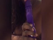 Ebony licks and sucks juices off dildo