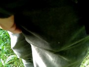 Bulge grabbing Uncut cock Pissing Slow motion Outdoors 3/16