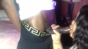 Black bbw slut chokes on dick