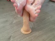 Footjob with dildo cum and moaning - Eva Queen