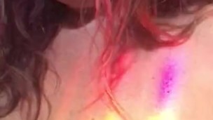 Squirting cougar plays in rainbow light cum playtime prep pussy date nite