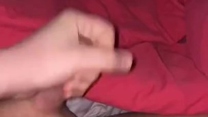 Late night wanking my hard cock with big cumshot on my bed