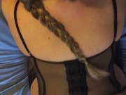 Deep throating turns into fucking and cumshot