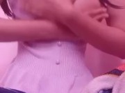 asian playing and smacking her perfect tits