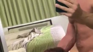 Goregous hotel maid sucks the life out of my cock I filmed it in the mirror