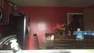 Male body cleaning the dishes while naked