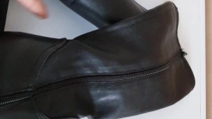 Cum on leather boots