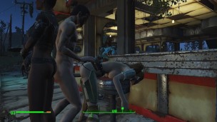 Sex in a cafe on a chair. Girl wanted anal after battle | Fallout 4