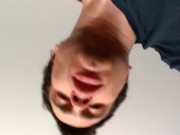 close up reaction of my face as I come on this girls ass