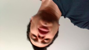 close up reaction of my face as I come on this girls ass