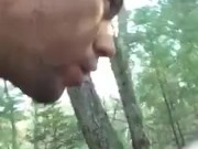 19 yo girl gets her face and throat fucked in the forest 13/16