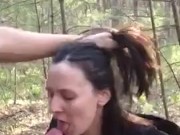 19 yo girl gets her face and throat fucked in the forest 3/16