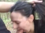 19 yo girl gets her face and throat fucked in the forest 5/16