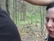 19 yo girl gets her face and throat fucked in the forest 7/16