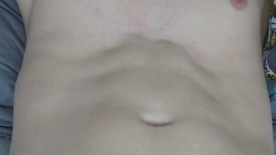 Licking up a load of cum