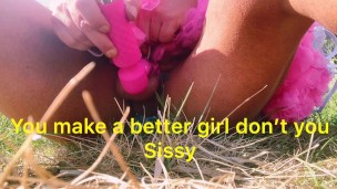 sissy public exposure walking on side of road