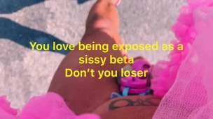 sissy public humiliation walking the streets half naked