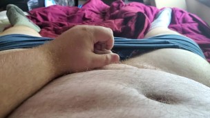 Fat Guy Jerks Off His Small Dick