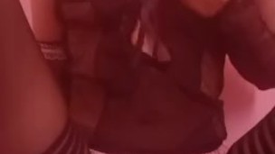 sexy asian in lingerie playing with big tits