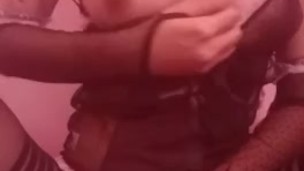 Sexy teen in lingerie rubbing pussy