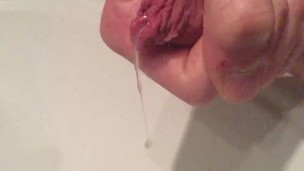 Uncut teenager cock cums in slowmo