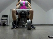 Sex fitness trainer. Sex in the fitness room 3/16