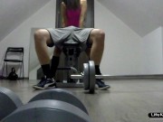 Sex fitness trainer. Sex in the fitness room 4/16