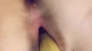 horny teen fucks with a banana