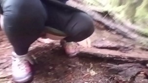 Pissing by the parking lot after hiking