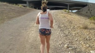 Little Slut Pisses on RailRoad Tracks In The Las Vegas Desert