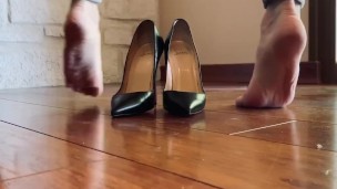 Candid Louboutin in tight jean
