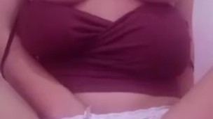 sexy busty little asian teen rubbing pussy in cute panties for daddy